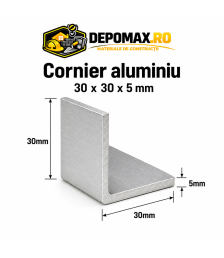 Cornier aluminiu 30 x 30 x 5 mm, 6 metri (EN AW-6060)